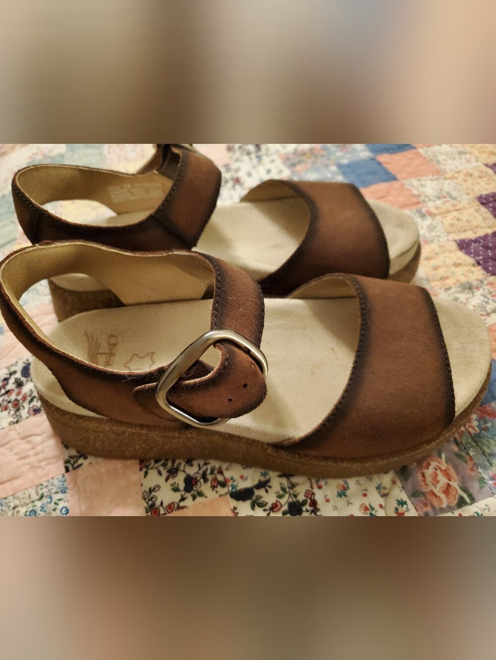 Women's Brown Suede Platform Sandals with Buckle Strap